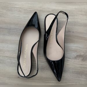 Stuart Weitzman Black Patent Leather Slingback Pointed Toe Flats Size 7